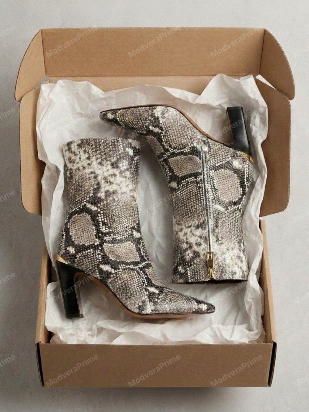 NWT Franco Sarto Briar Snip Toe Ankle Bootie Roccia Snake Print 3.4" Heel